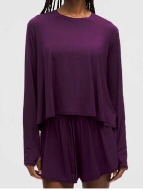 Lululemon Modal Relaxed-Fit Lounge Long-Sleeve Shirt Dramatic Magenta Sz.0